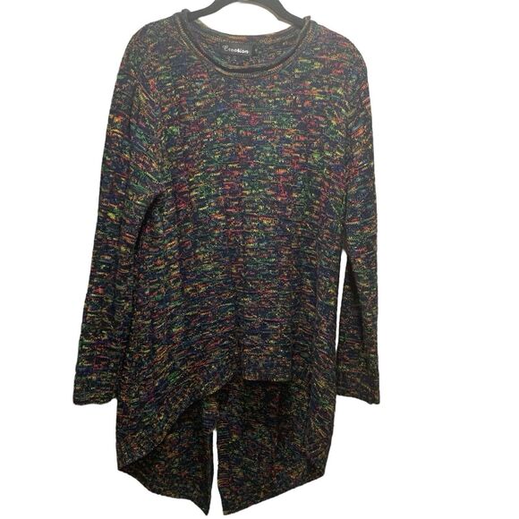 Creation Womens Rainbow High Low Long Sleeve Wool Blend Sweater S Warm Cozy - Picture 1 of 9